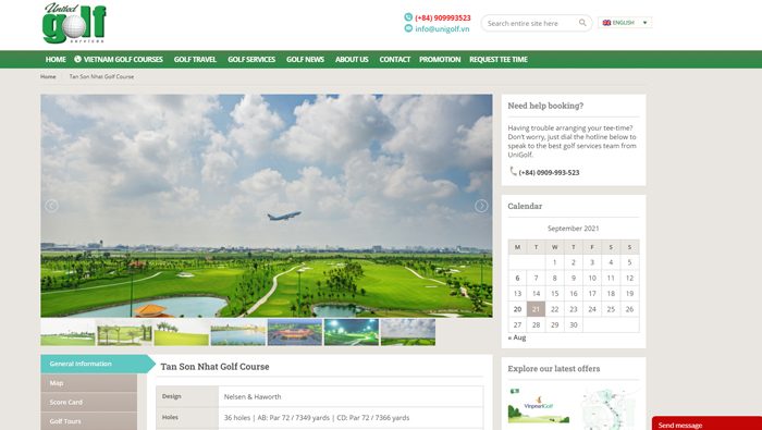 Trang web đặt lịch đánh golf - Unigolf.vn