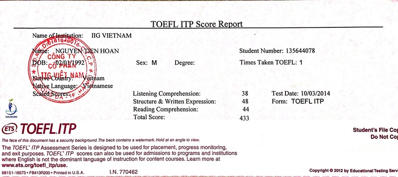 Chứng chỉ TOEFL 