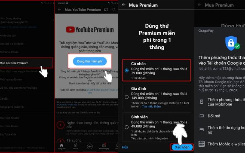 đăng ký youtube premium 